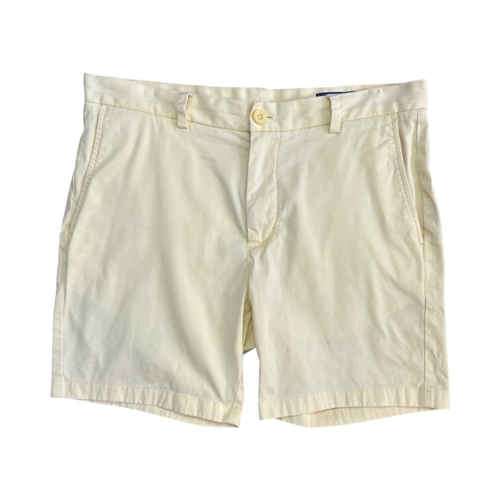 Vineyard Vines Men`s Yellow Light Wash Flat 11" Chino Breaker Shorts Size 33